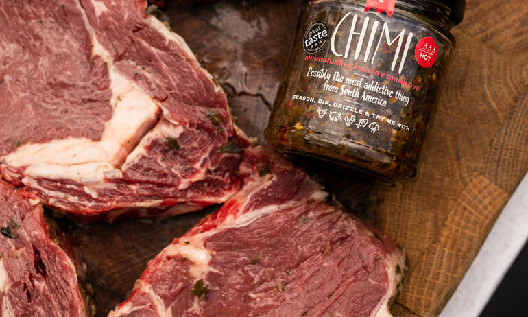 chimichurri with raw steak 