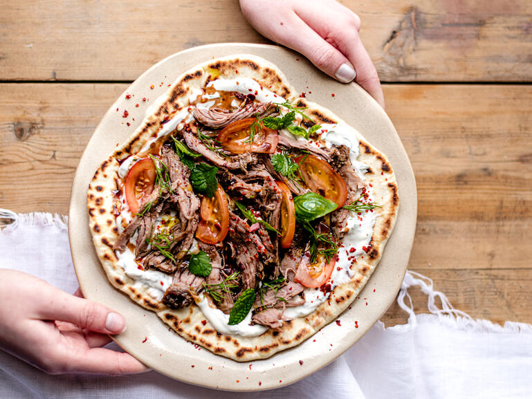 lamb flatbread on for mezze platter