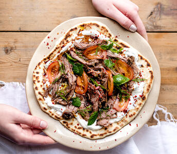 lamb flatbread on for mezze platter