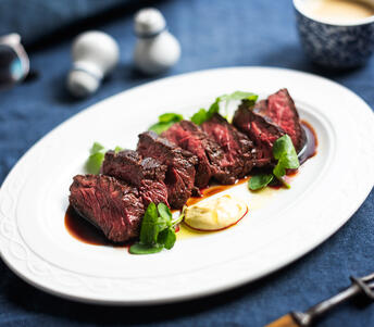 onglet steak cooked 