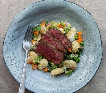 fillet steak, parmesan gnocchi & lemon vinaigrette cooked