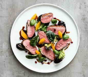 DUCK BREAST SALAD WITH ORANGE & POMEGRANATE