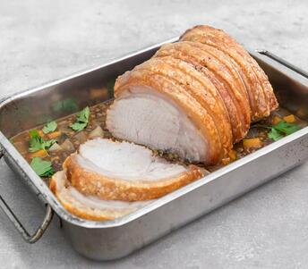pork loin roasted with lentils 