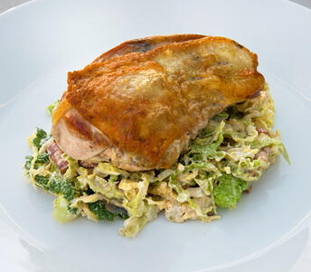 pheasant breast cooked with cabbage 