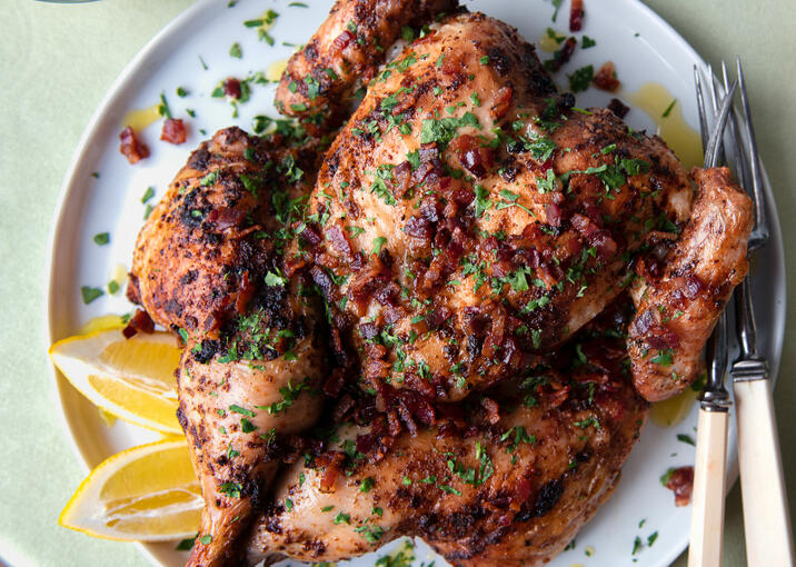  italian style fennel rubbed spatchcock chicken cooked