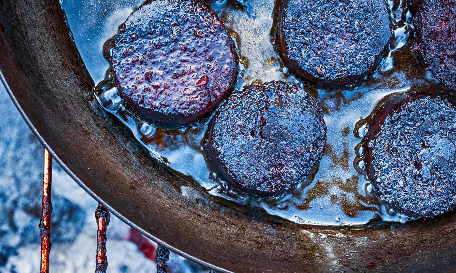 black pudding on grill