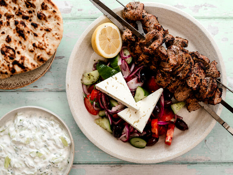 Photograph of How to cook Greek Style Pork Souvlaki