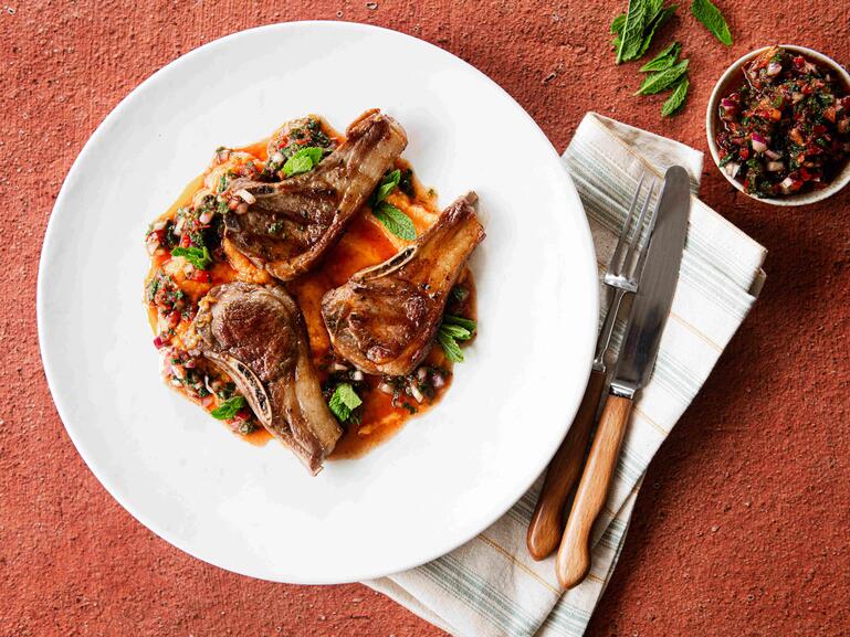 Photograph of How to cook Lamb chops, sweet potato mash & Pico de Gallo