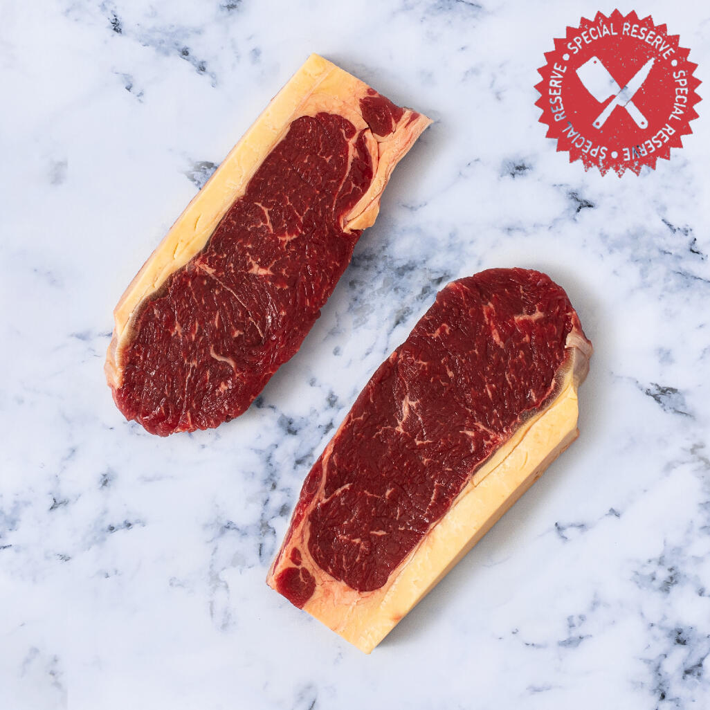 sirloin steak on marble background 