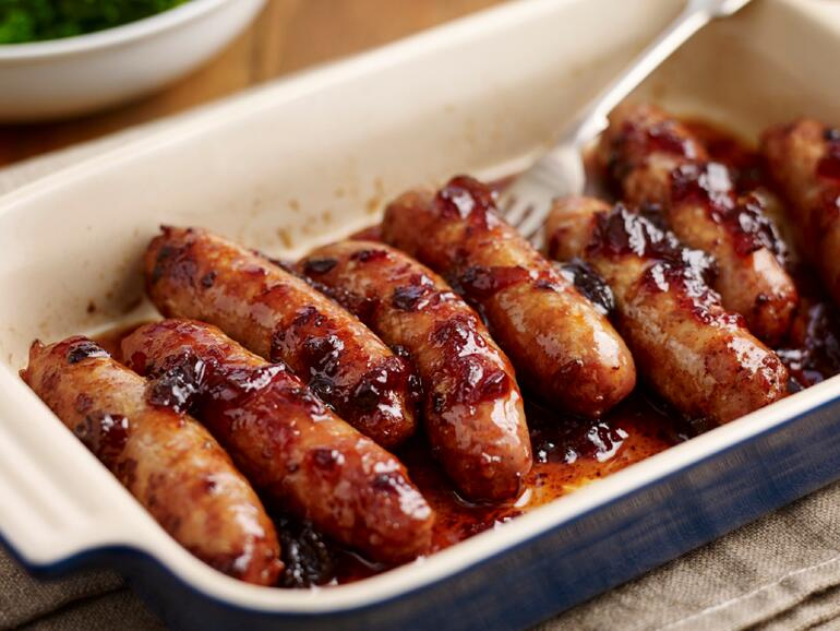 onion marmalade sausages cooked