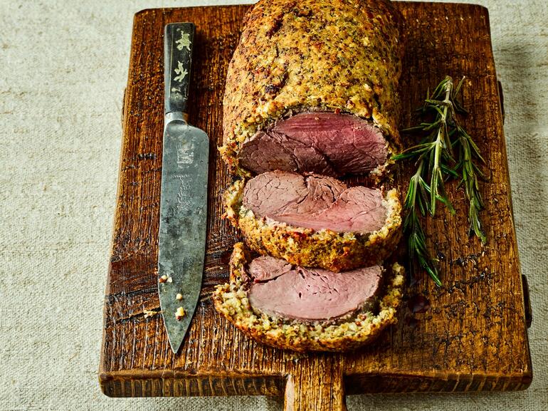 beef with robust wholegrain mustard and tracklments strong horseradish cream crust cooked