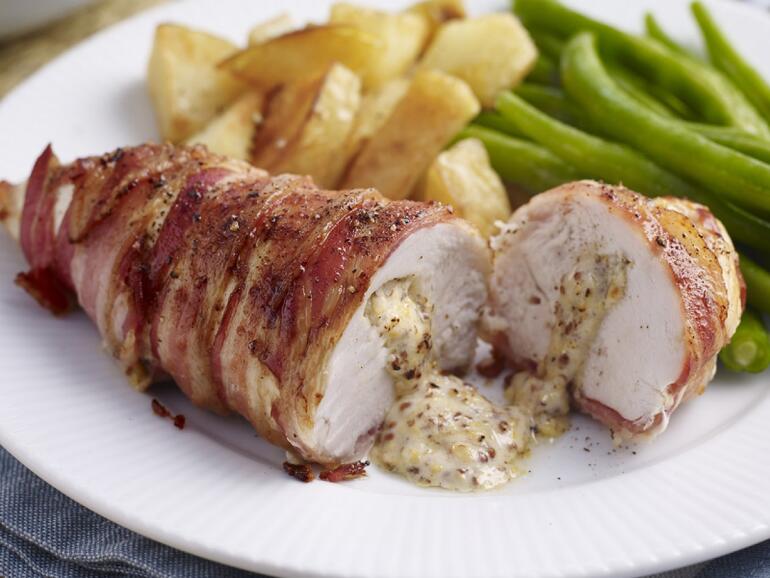 wholegrain mustard stuffed chicken cooked