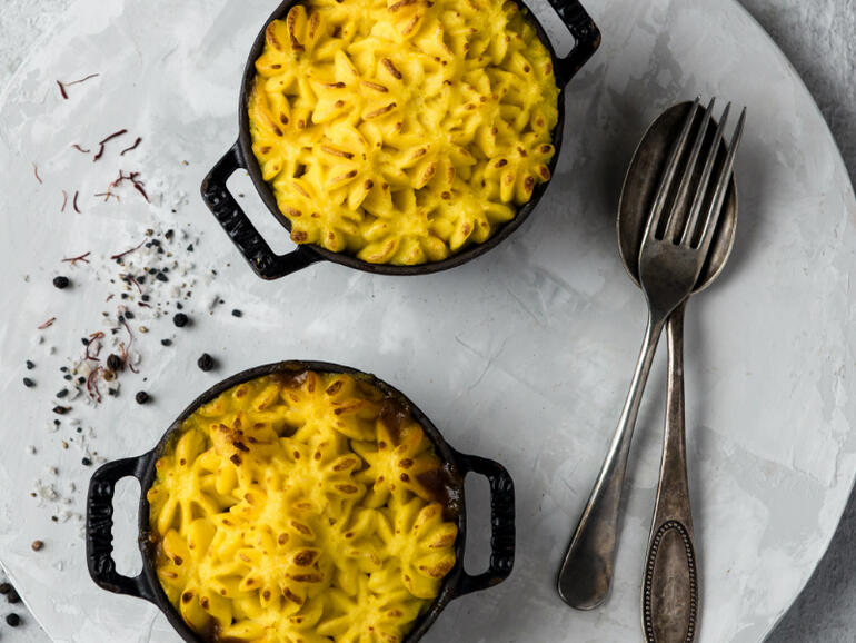 mutton masala shepherd's pie cooked