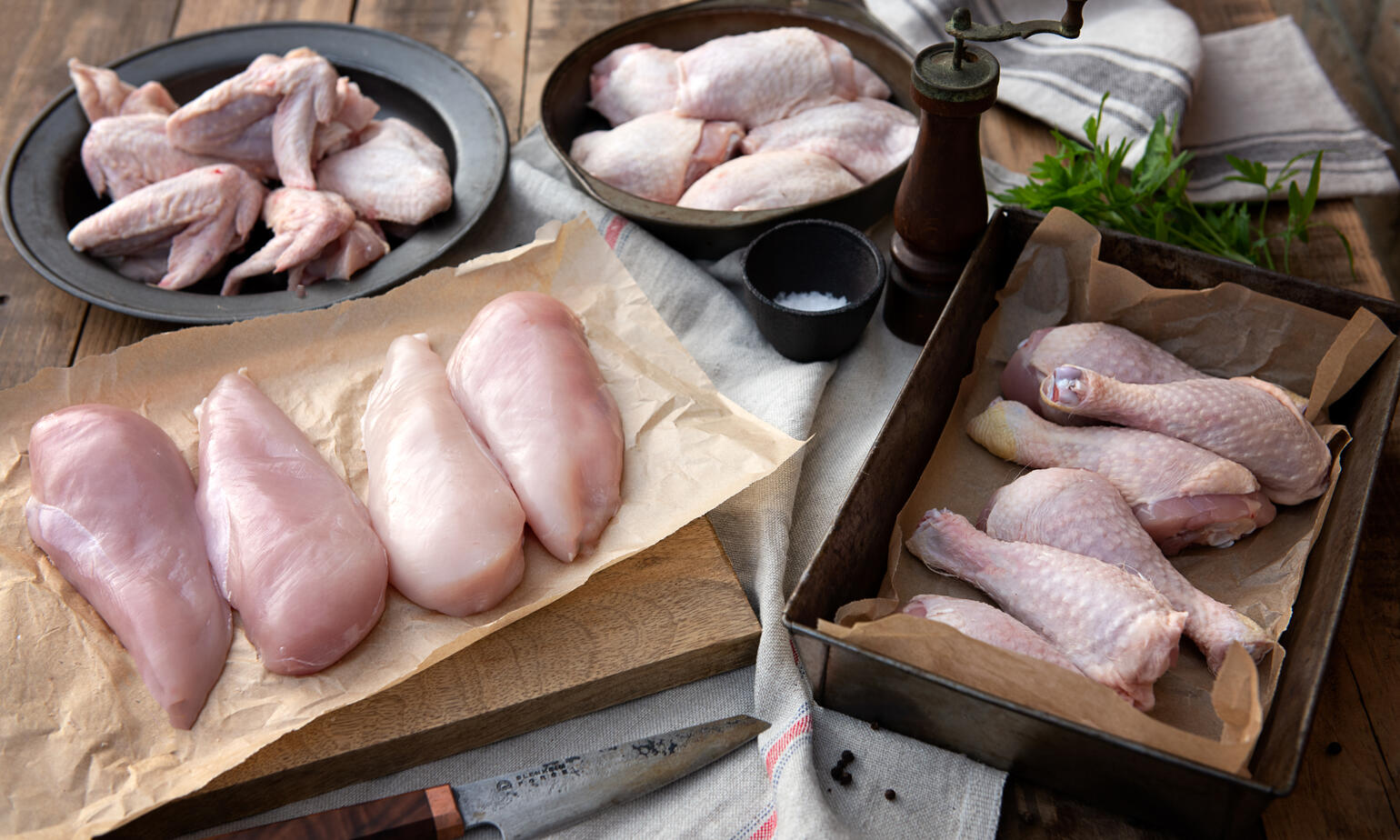 variety of raw chicken 