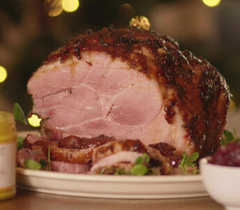 cooked treacle glazed ham
