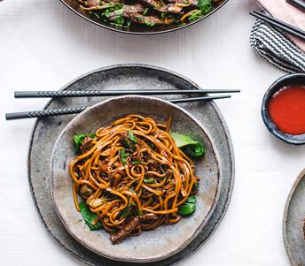 cooked beef chow mein