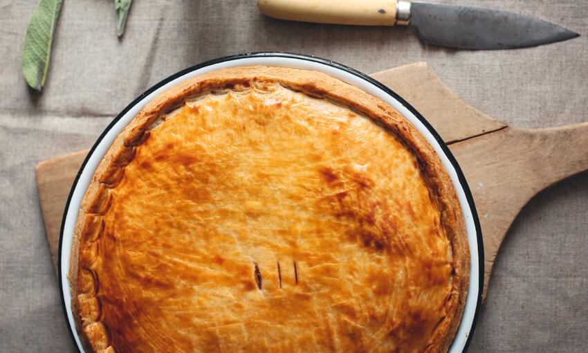 cooked chicken, leek & bacon pies