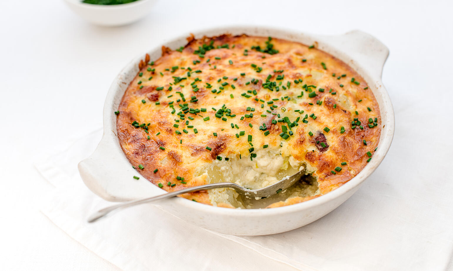 bacon and potato custard with cheddar cheese 
