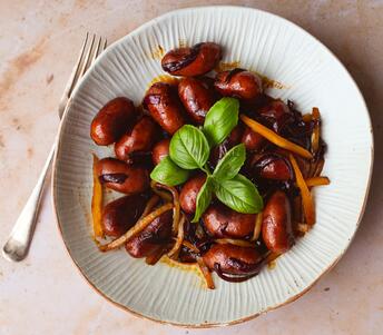 sweet glazed chorizo cooked