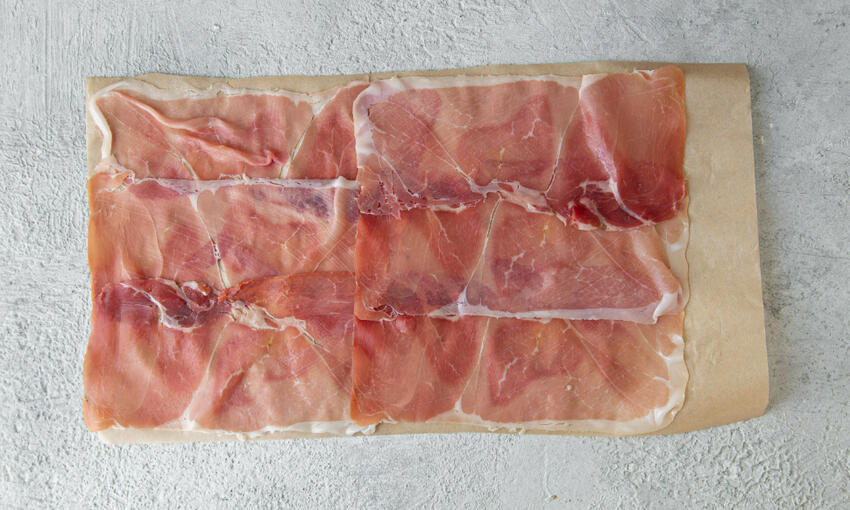 pastry and layer of ham