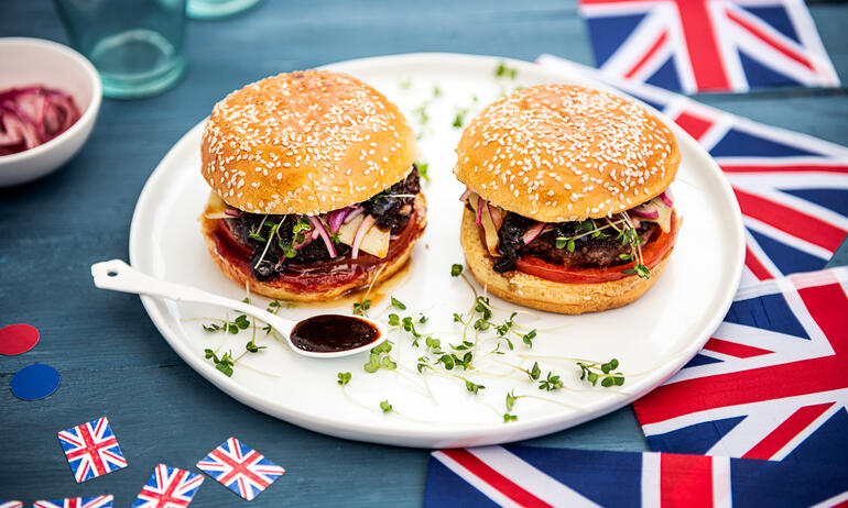sausage and truffle burgers on plate 