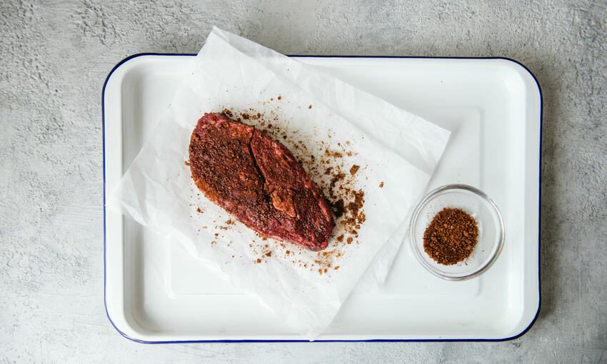 spice rubbed rib eye steaks