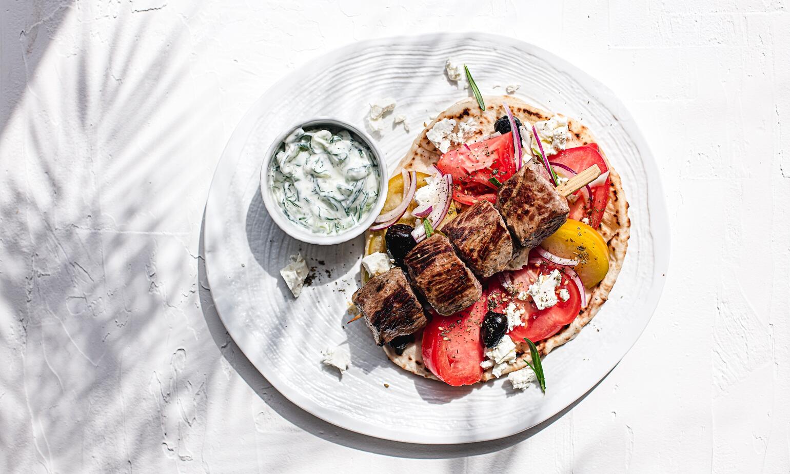 lamb souvlaki cooked greek style