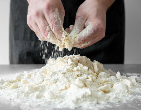 mixing flour