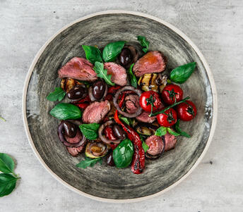 beef fillet tail & charred ‘ratatouille ‘salad