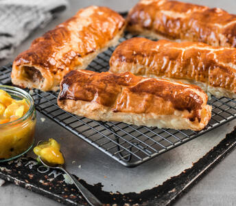 pork & herb sausage rolls cooked