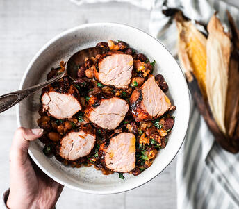 charred pork tenderloin in chipotle cooked