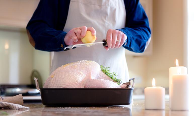 turkey being prepared 