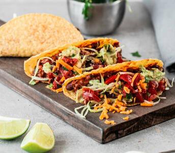 BEEF CHILLI TACO NACHOS AND TORTILLA TACO
