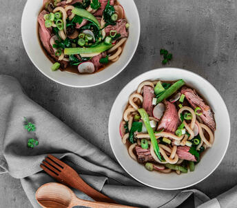 beef fillet & udon noodle broth