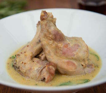 cooked rabbit with mustard