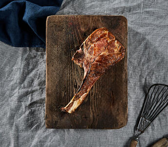 cooked grilled pork rib eye 