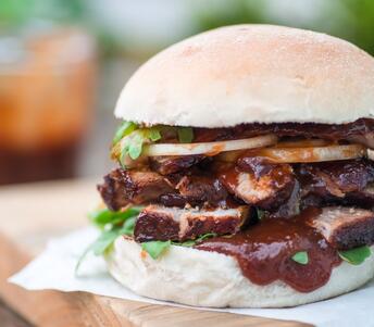 cooked boston butt and bbq sauce 