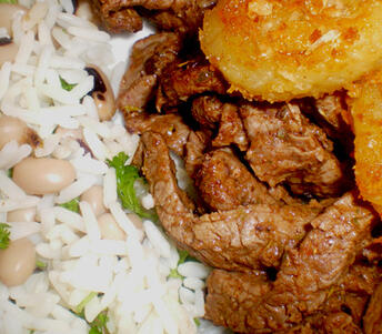 jerk beef with coconut 