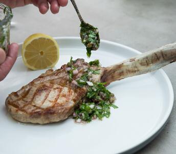 pork steak with parsley and caper 