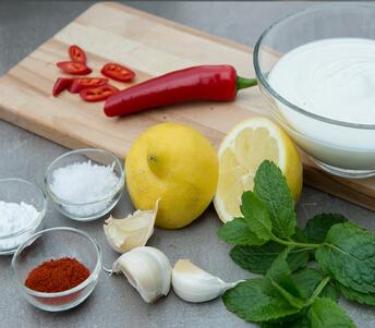 minted yoghurt and garlic paprika marinade