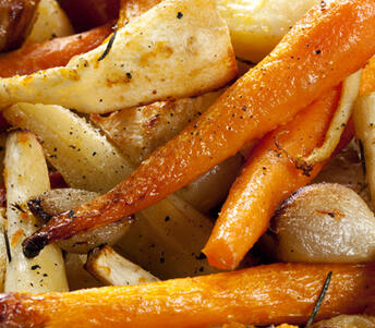 root vegetables with fat garlic and thyme 