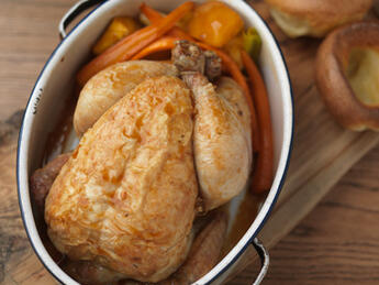 herb fed roast chicken with anchovies and rosemary