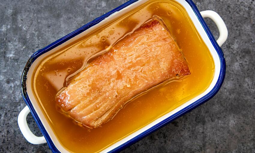 pork belly in melted fat 