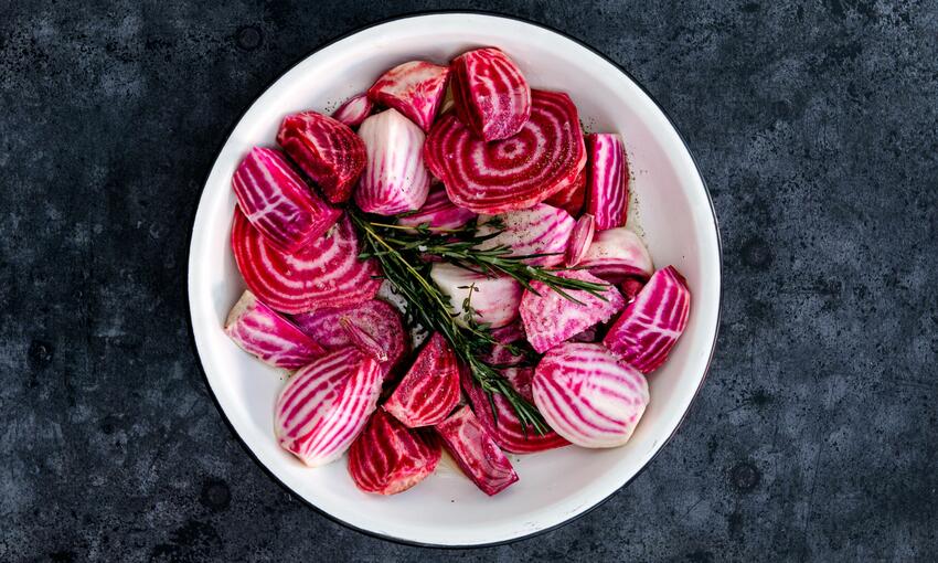 beetroot and spring thyme in a bowl 