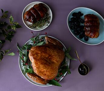turkey crown & stuffed leg parcels cooked