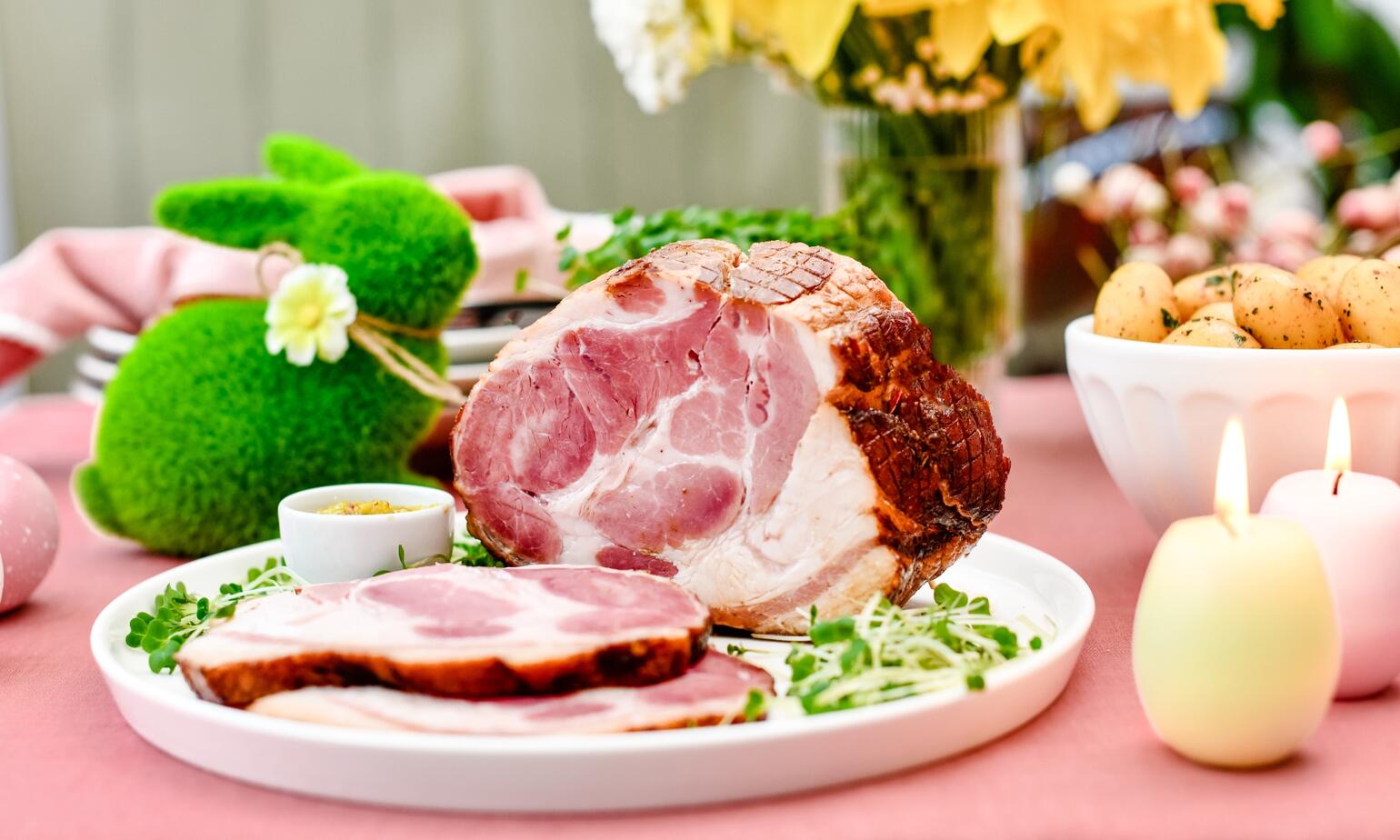 easter ham dinner cooked 