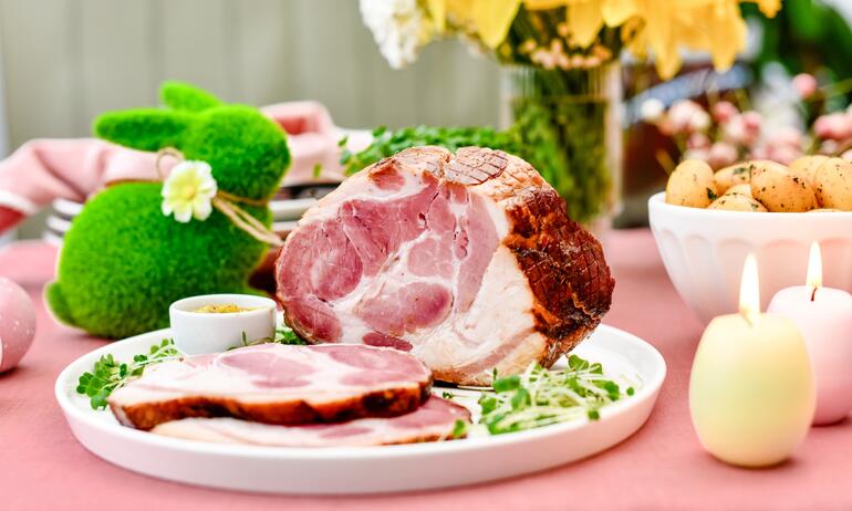 easter ham dinner cooked 